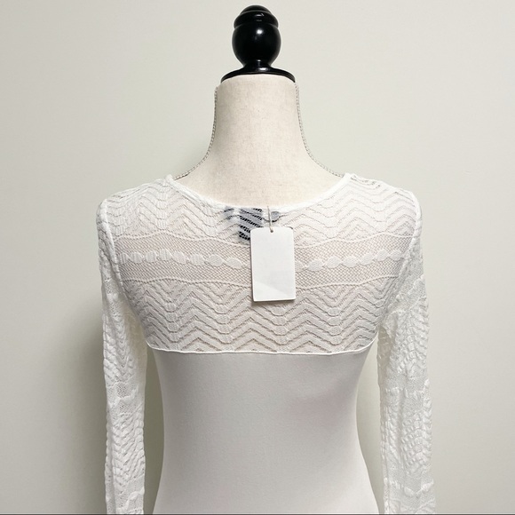 H&M Sheer Lace Blouse Stretch NWT *stain* - Picture 6 of 10